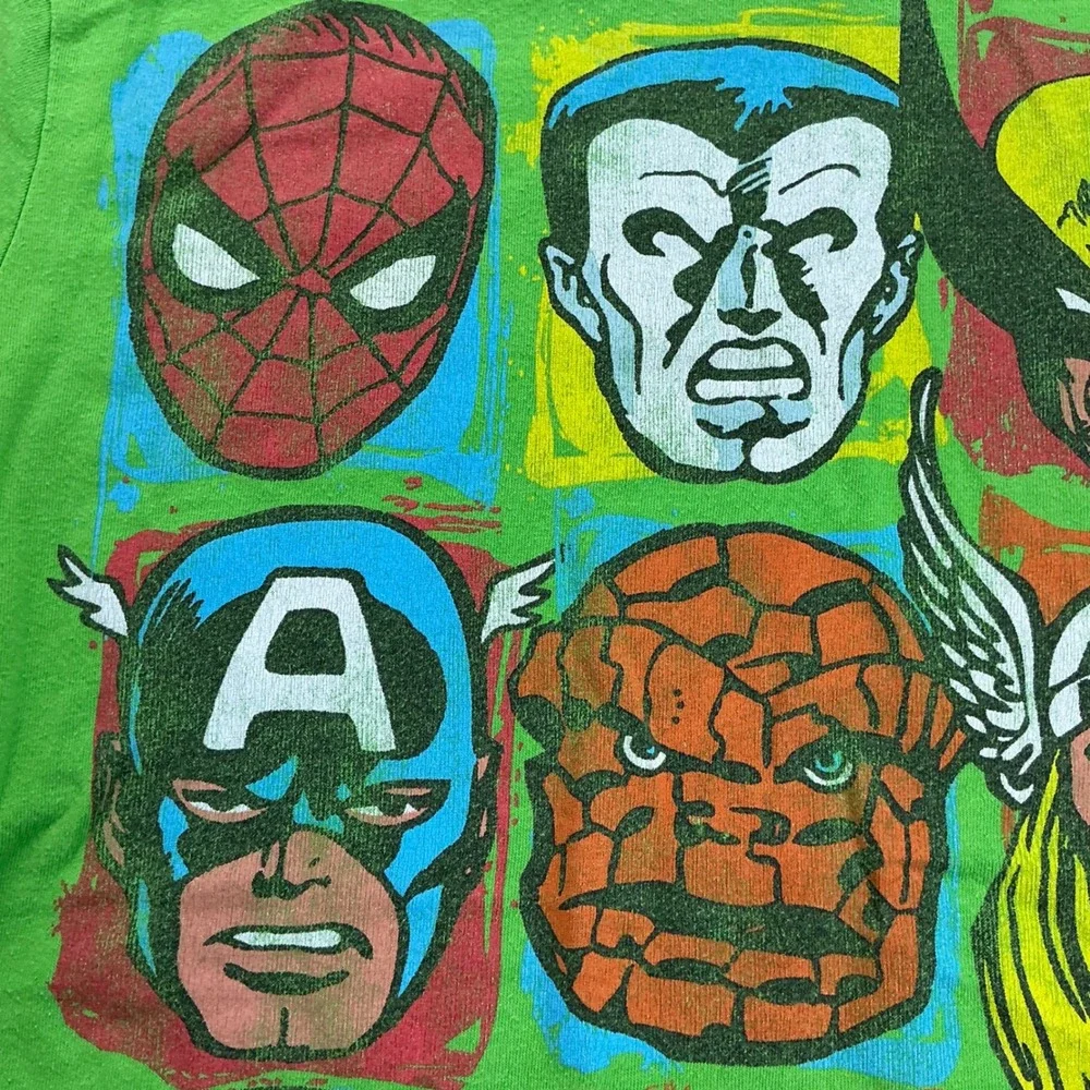 Old Navy Green Marvel Graphic T-Shirt Kids Size S Avengers Spider-Man Hulk 2012